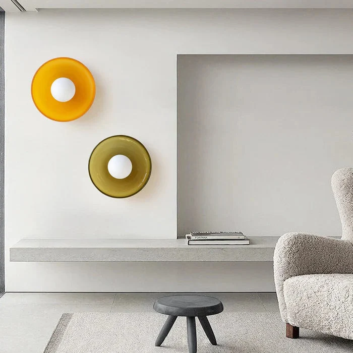 Mulon Plafondlamp en Wandlamp Glas G9 Amber Woonkamer Slaapkamer Design Verlichting Modern Rond | Sansoti