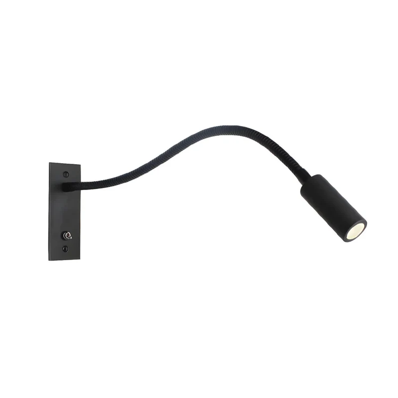 Elezor Flexibele Gooseneck Wandlamp LED Zwart Leeslamp Slaapkamer Bed Wandverlichting Richtbaar Modern Minimalistisch | Sansoti
