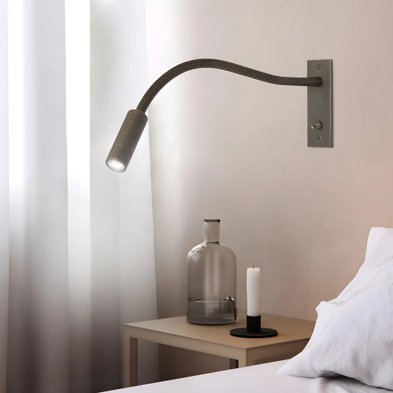 Elezor Flexibele Gooseneck Wandlamp LED Zwart Leeslamp Slaapkamer Bed Wandverlichting Richtbaar Modern Minimalistisch | Sansoti