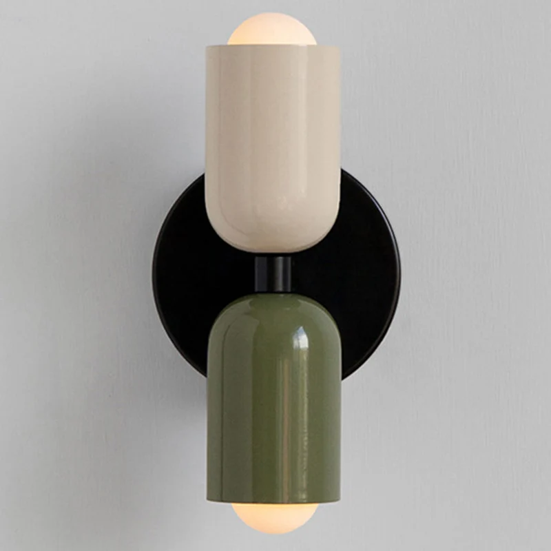 Louvel wandlamp glas dubbel lichtpunt groen wandverlichting woonkamer slaapkamer modern design up down verlichting compact 12 cm | Sansoti