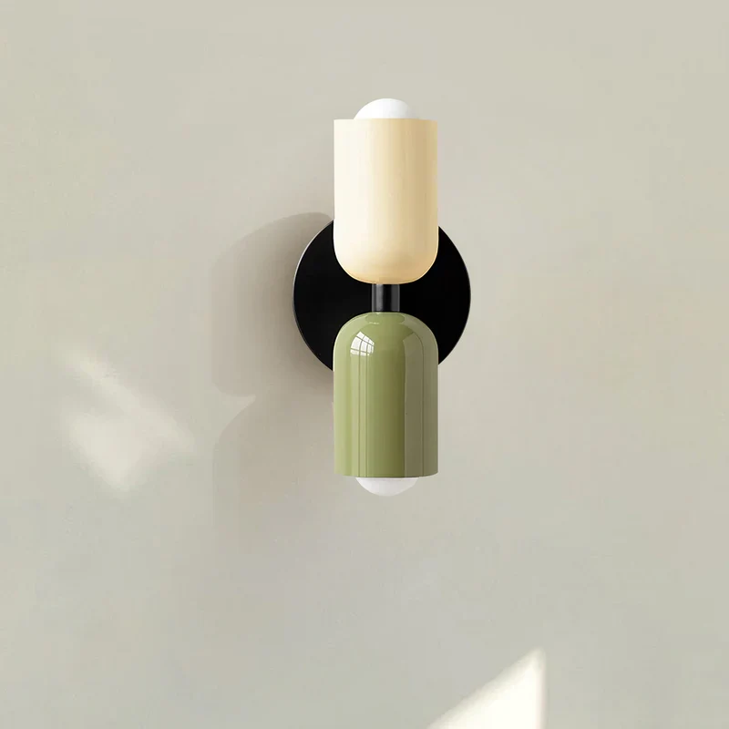 Louvel wandlamp glas dubbel lichtpunt groen wandverlichting woonkamer slaapkamer modern design up down verlichting compact 12 cm | Sansoti