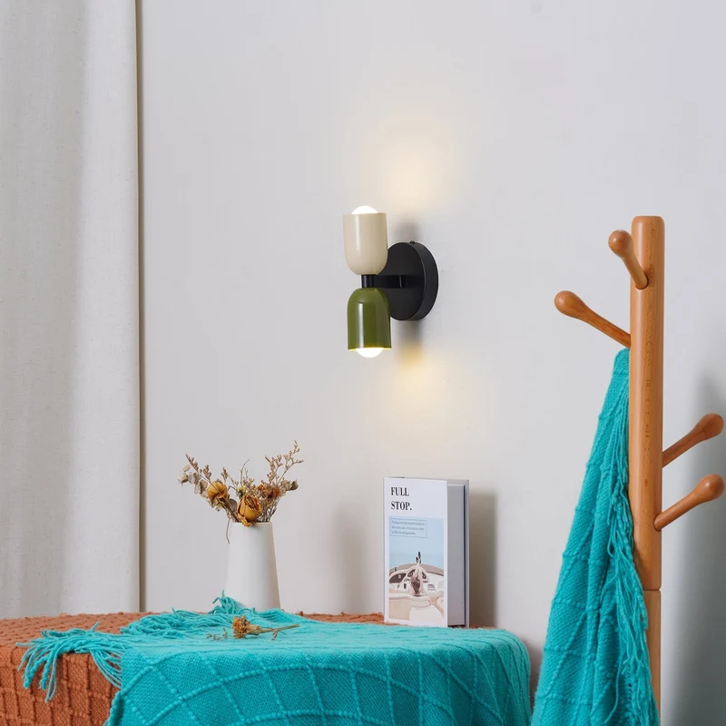 Louvel wandlamp glas dubbel lichtpunt groen wandverlichting woonkamer slaapkamer modern design up down verlichting compact 12 cm | Sansoti