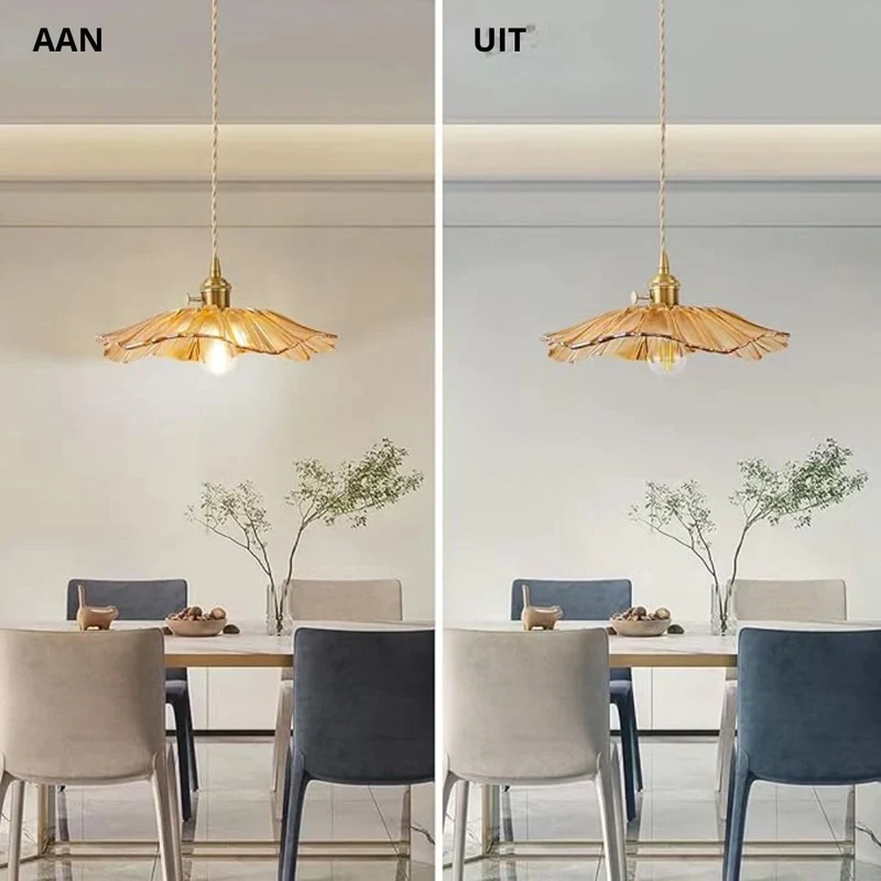 Cullivan Flower Hanglamp Glas Metaal Rood E27 Eettafel Verlichting Vintage Bloem Lamp Hal Sfeerverlichting | Sansoti