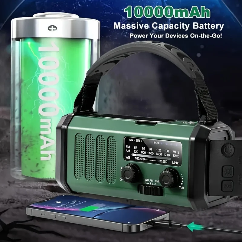 Noodradio met Zonnepaneel & Handcrank – AM/FM/NOAA Radio, Powerbank & Zaklamp | Sansoti