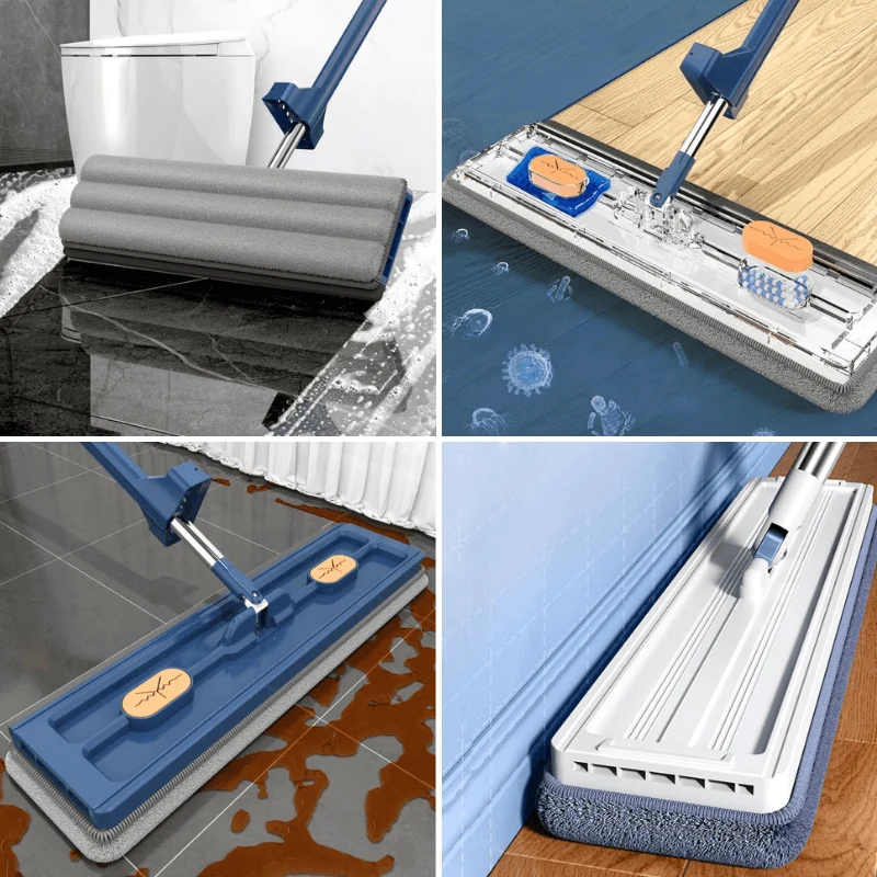 360° Flat Mop met Microvezel & Verstelbare Steel – Streeploos Schoonmaken | Sansoti