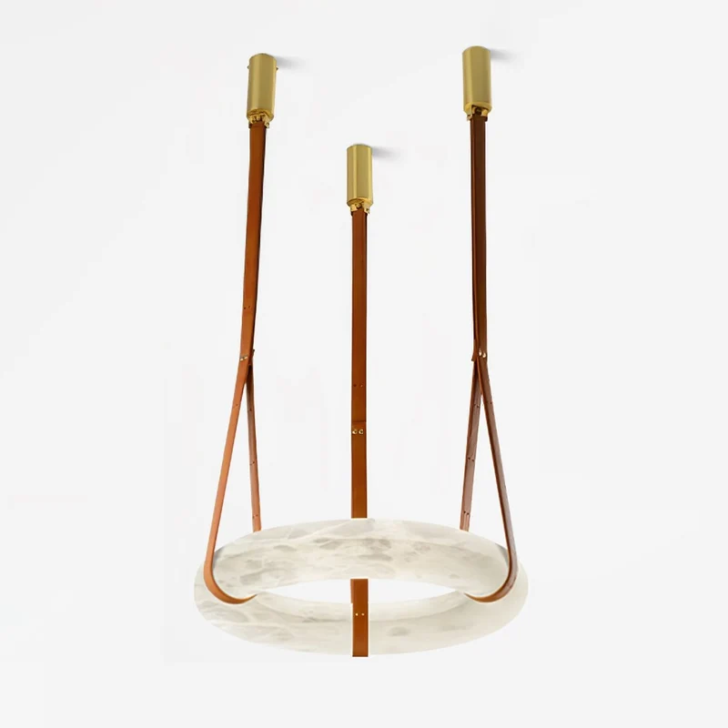 Hanglamp Alabaster Ring LED Donkerbruin Bruin Goud Woonkamer Eetkamer 3000K 4000K 6000K Ø30 Ø120cm Natuursteen Pendellamp | Sansoti