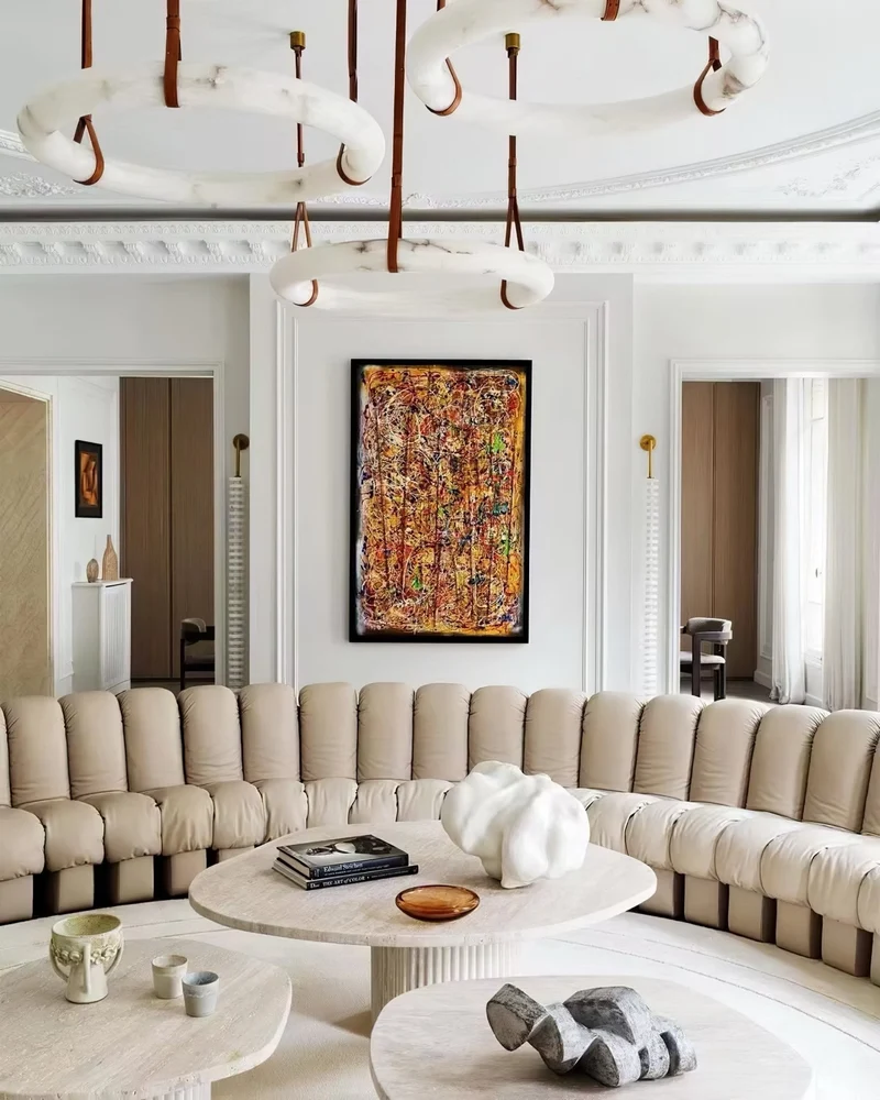 Hanglamp Alabaster Ring LED Donkerbruin Bruin Goud Woonkamer Eetkamer 3000K 4000K 6000K Ø30 Ø120cm Natuursteen Pendellamp | Sansoti
