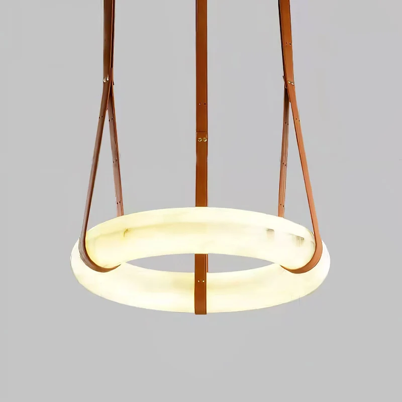 Hanglamp Alabaster Ring LED Donkerbruin Bruin Goud Woonkamer Eetkamer 3000K 4000K 6000K Ø30 Ø120cm Natuursteen Pendellamp | Sansoti
