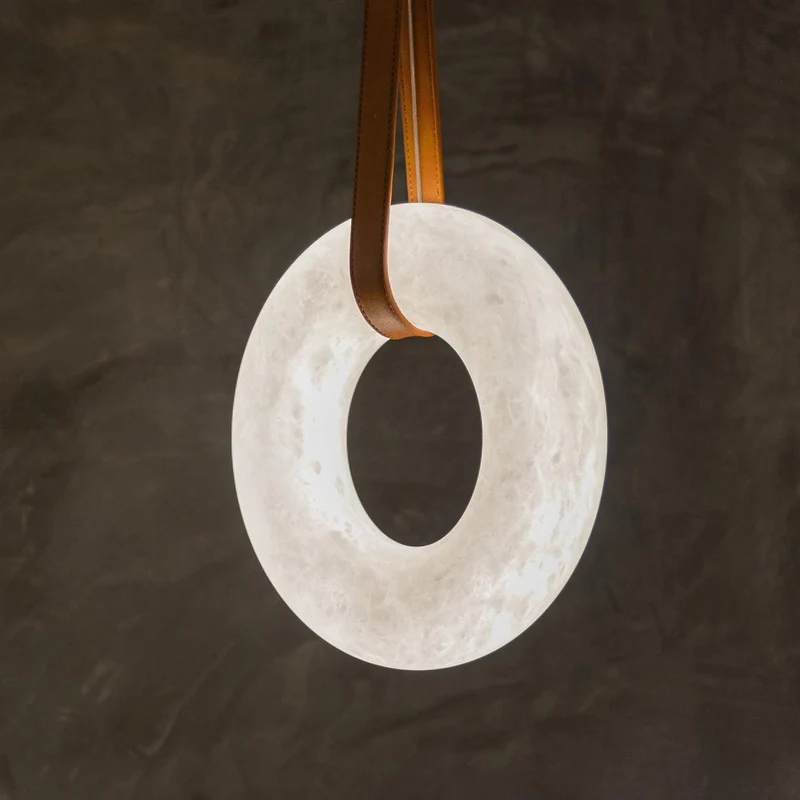Hanglamp Alabaster Ring LED Donkerbruin Bruin Goud Woonkamer Eetkamer 3000K 4000K 6000K Ø30 Ø120cm Natuursteen Pendellamp | Sansoti