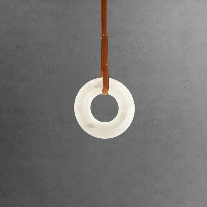Hanglamp Alabaster Ring LED Donkerbruin Bruin Goud Woonkamer Eetkamer 3000K 4000K 6000K Ø30 Ø120cm Natuursteen Pendellamp | Sansoti