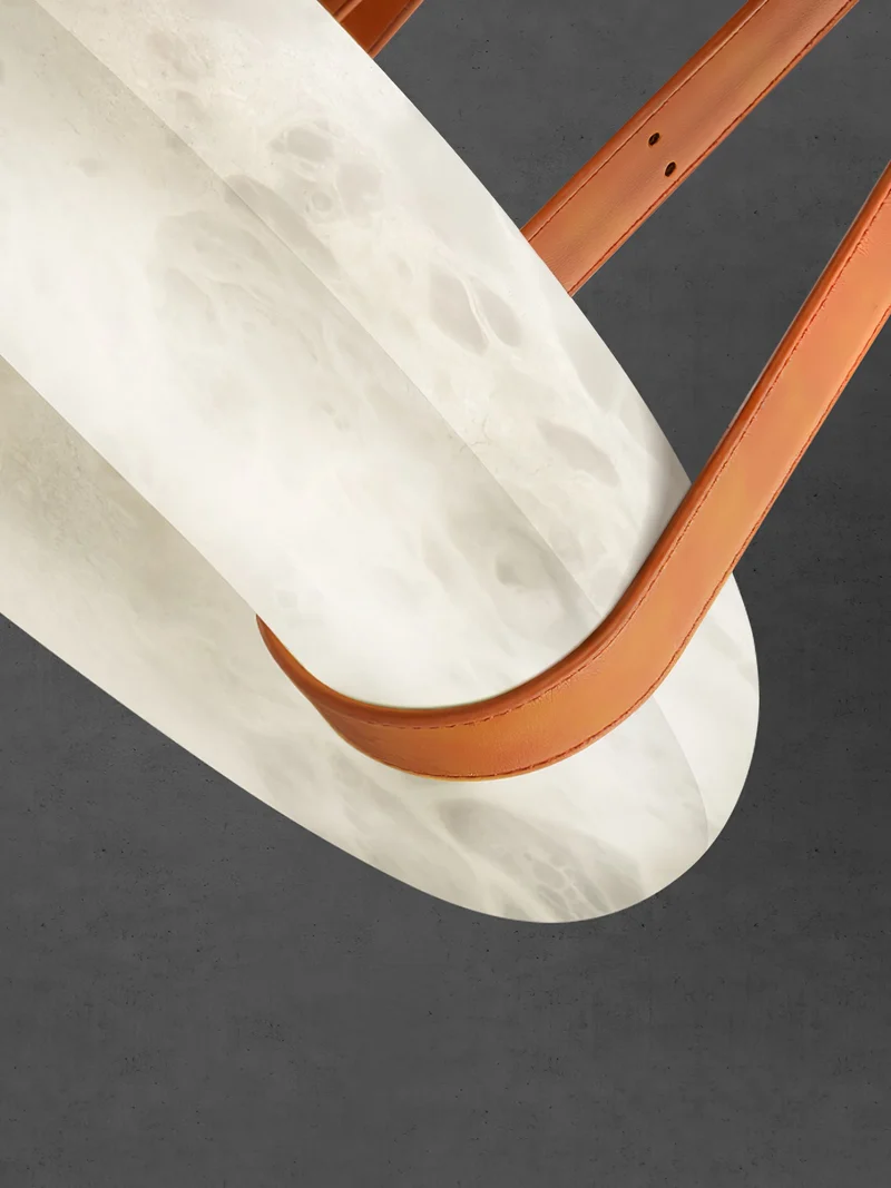 Hanglamp Alabaster Ring LED Donkerbruin Bruin Goud Woonkamer Eetkamer 3000K 4000K 6000K Ø30 Ø120cm Natuursteen Pendellamp | Sansoti