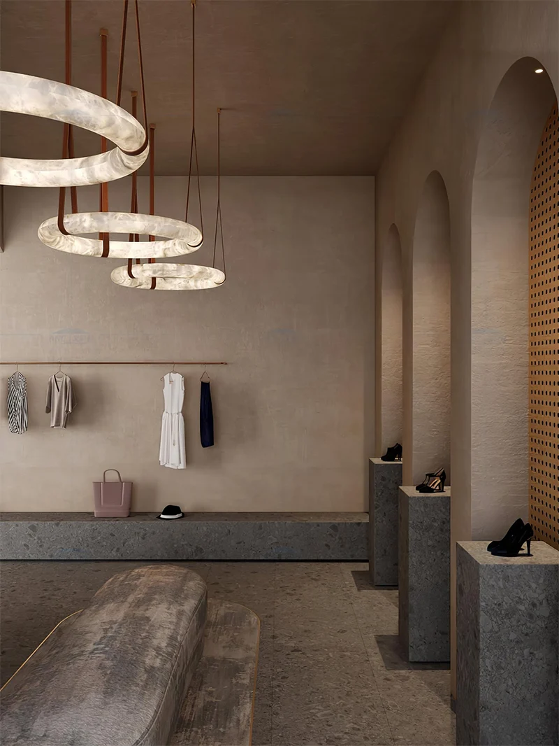 Hanglamp Alabaster Ring LED Donkerbruin Bruin Goud Woonkamer Eetkamer 3000K 4000K 6000K Ø30 Ø120cm Natuursteen Pendellamp | Sansoti