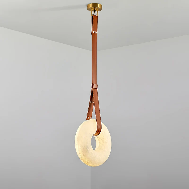 Hanglamp Alabaster Ring LED Donkerbruin Bruin Goud Woonkamer Eetkamer 3000K 4000K 6000K Ø30 Ø120cm Natuursteen Pendellamp | Sansoti