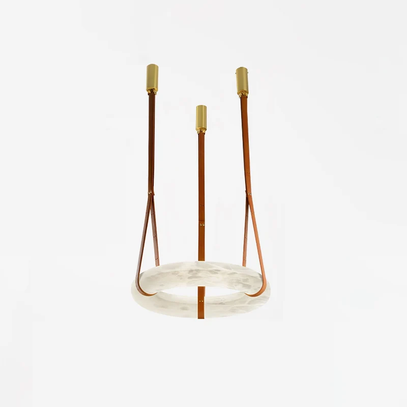 Hanglamp Alabaster Ring LED Donkerbruin Bruin Goud Woonkamer Eetkamer 3000K 4000K 6000K Ø30 Ø120cm Natuursteen Pendellamp | Sansoti