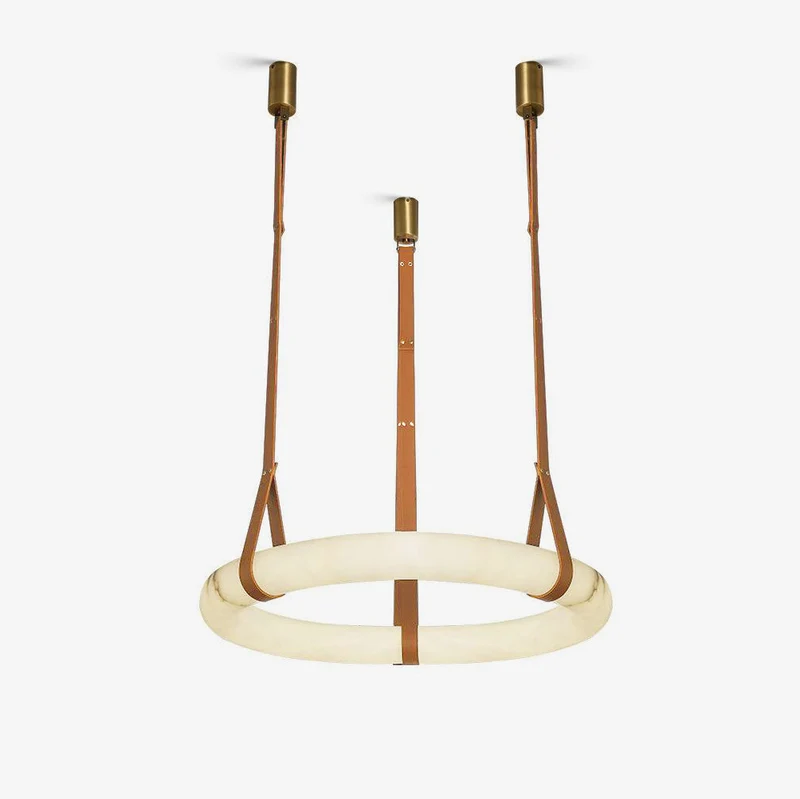 Hanglamp Alabaster Ring LED Donkerbruin Bruin Goud Woonkamer Eetkamer 3000K 4000K 6000K Ø30 Ø120cm Natuursteen Pendellamp | Sansoti