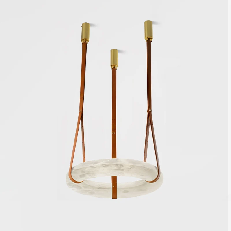 Hanglamp Alabaster Ring LED Donkerbruin Bruin Goud Woonkamer Eetkamer 3000K 4000K 6000K Ø30 Ø120cm Natuursteen Pendellamp | Sansoti