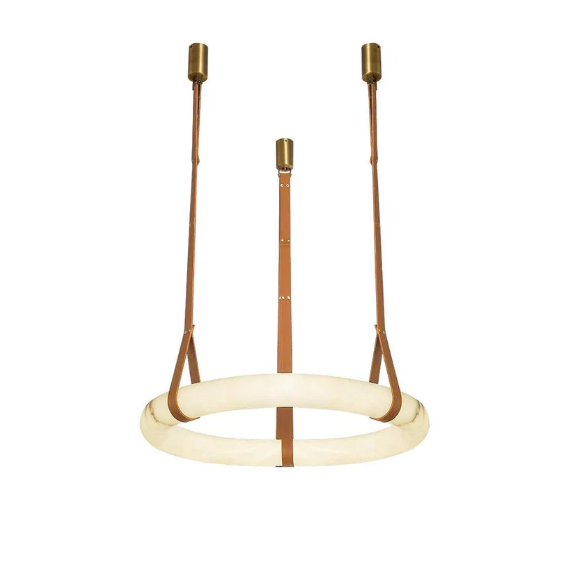Hanglamp Alabaster Ring LED Donkerbruin Bruin Goud Woonkamer Eetkamer 3000K 4000K 6000K Ø30 Ø120cm Natuursteen Pendellamp | Sansoti