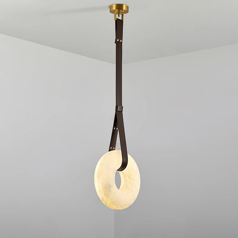 Hanglamp Alabaster Ring LED Donkerbruin Bruin Goud Woonkamer Eetkamer 3000K 4000K 6000K Ø30 Ø120cm Natuursteen Pendellamp | Sansoti