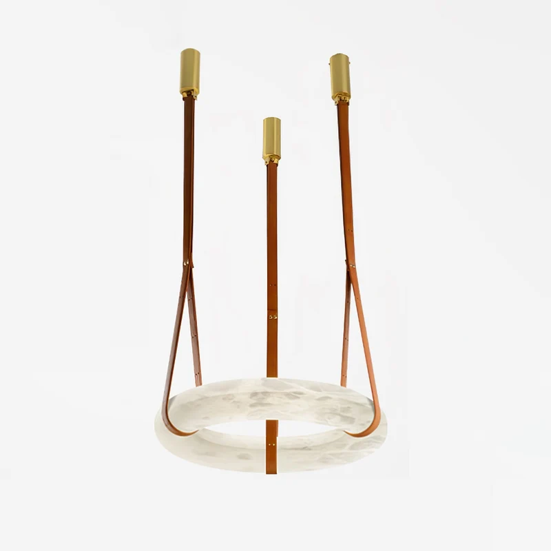 Hanglamp Alabaster Ring LED Donkerbruin Bruin Goud Woonkamer Eetkamer 3000K 4000K 6000K Ø30 Ø120cm Natuursteen Pendellamp | Sansoti