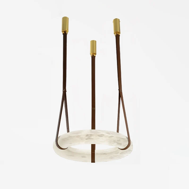Hanglamp Alabaster Ring LED Donkerbruin Bruin Goud Woonkamer Eetkamer 3000K 4000K 6000K Ø30 Ø120cm Natuursteen Pendellamp | Sansoti