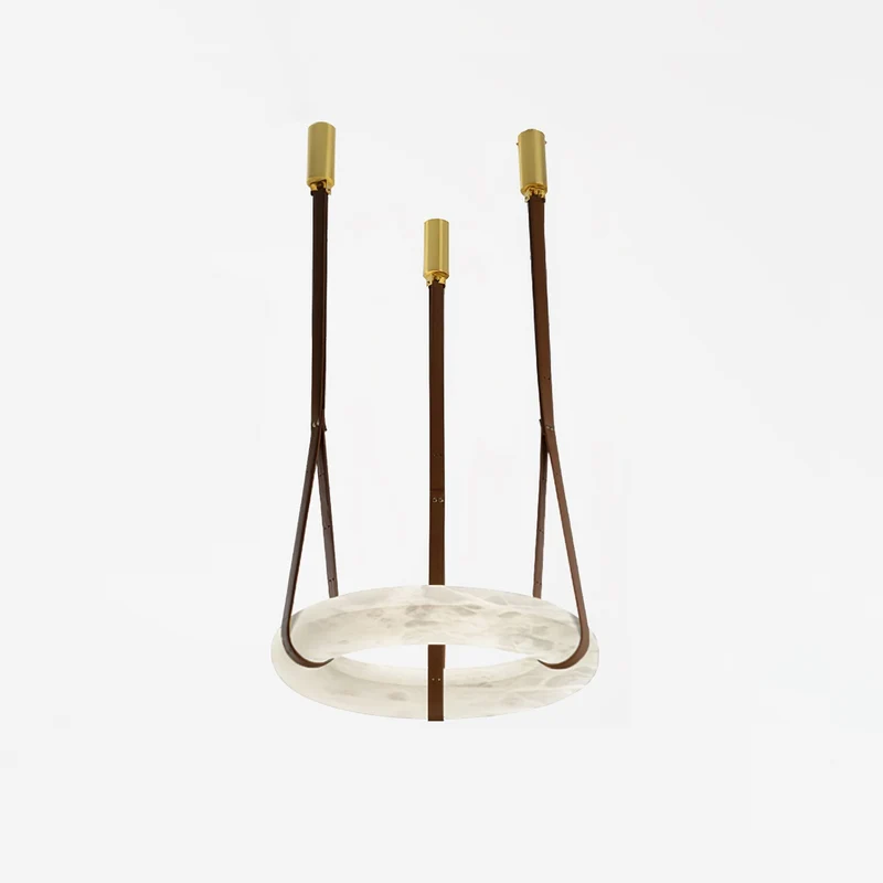 Hanglamp Alabaster Ring LED Donkerbruin Bruin Goud Woonkamer Eetkamer 3000K 4000K 6000K Ø30 Ø120cm Natuursteen Pendellamp | Sansoti