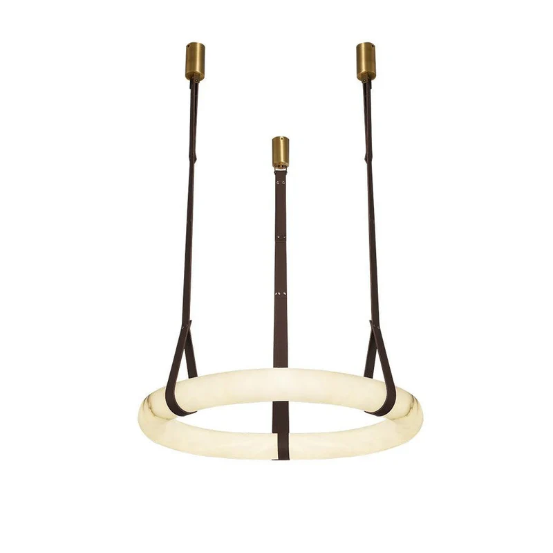 Hanglamp Alabaster Ring LED Donkerbruin Bruin Goud Woonkamer Eetkamer 3000K 4000K 6000K Ø30 Ø120cm Natuursteen Pendellamp | Sansoti