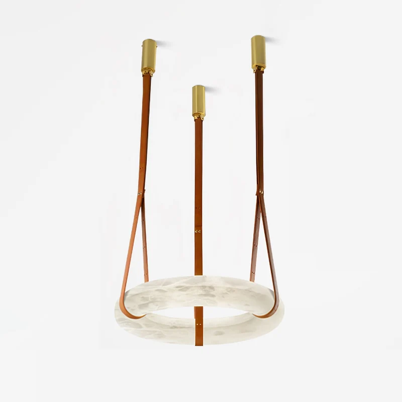 Hanglamp Alabaster Ring LED Donkerbruin Bruin Goud Woonkamer Eetkamer 3000K 4000K 6000K Ø30 Ø120cm Natuursteen Pendellamp | Sansoti