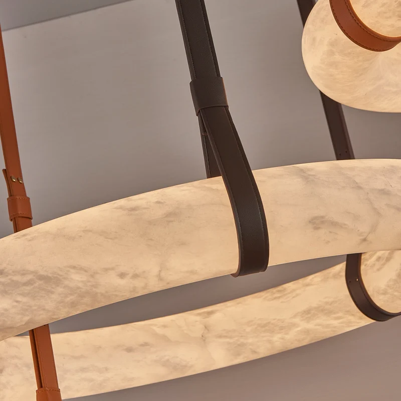 Hanglamp Alabaster Ring LED Donkerbruin Bruin Goud Woonkamer Eetkamer 3000K 4000K 6000K Ø30 Ø120cm Natuursteen Pendellamp | Sansoti
