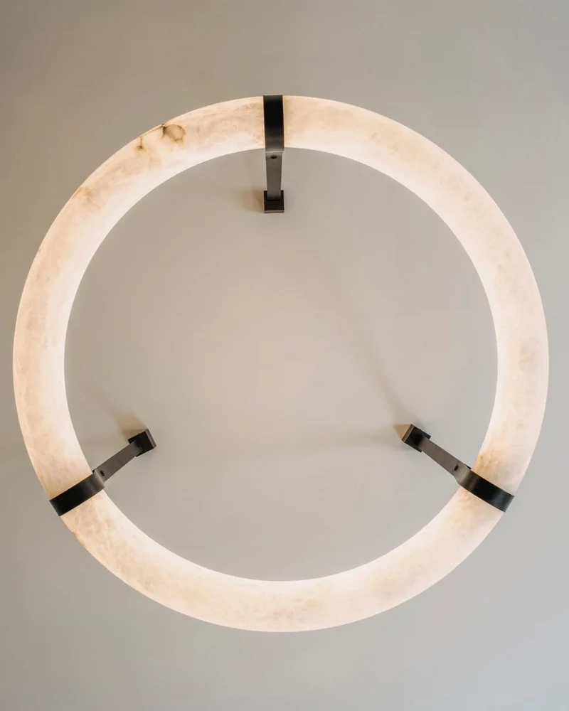 Hanglamp Alabaster Ring LED Donkerbruin Bruin Goud Woonkamer Eetkamer 3000K 4000K 6000K Ø30 Ø120cm Natuursteen Pendellamp | Sansoti