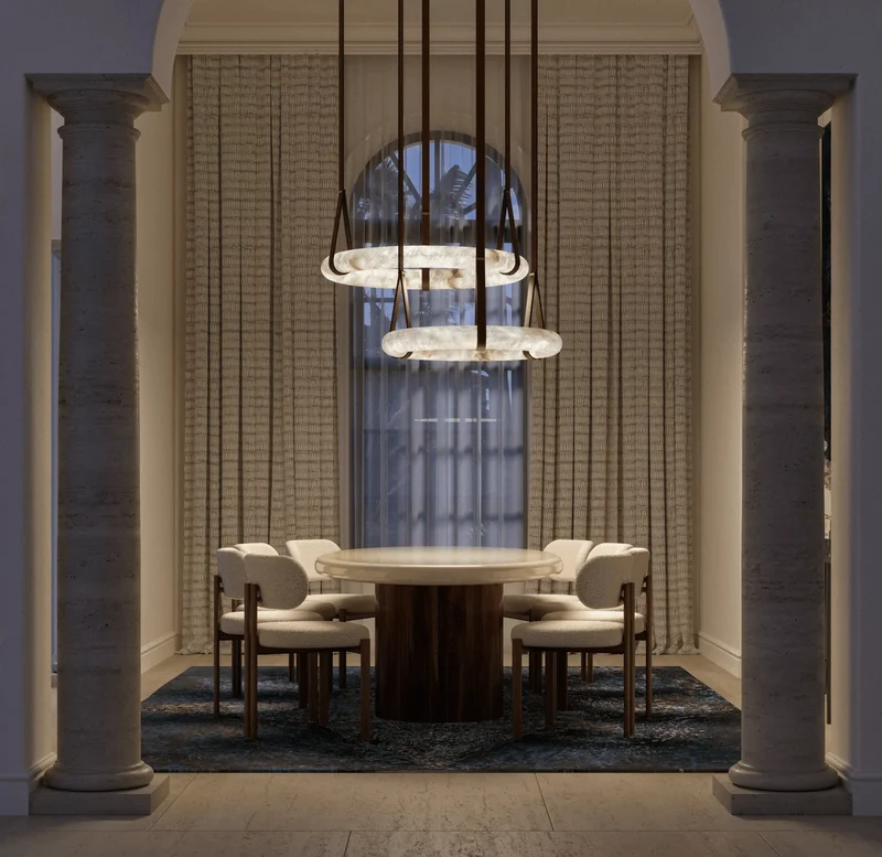 Hanglamp Alabaster Ring LED Donkerbruin Bruin Goud Woonkamer Eetkamer 3000K 4000K 6000K Ø30 Ø120cm Natuursteen Pendellamp | Sansoti