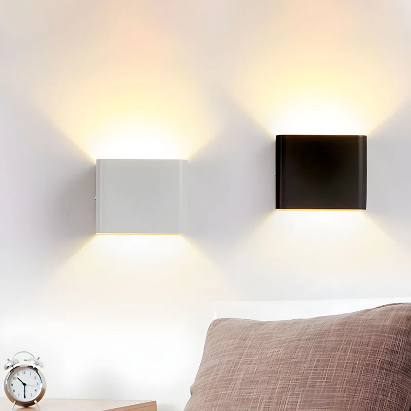 Cubbon Wandlamp LED Aluminium Acryl Zwart/Wit Wandverlichting Binnen Modern Up Down Designlamp Slaapkamer Hal | Sansoti