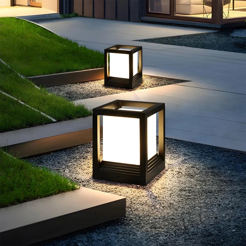 Sokkellamp Solar LED Aluminium Zwart Tuin Paal Buitenlamp Vierkant Minimalistisch Tuinverlichting Oprit Hek Sokkelverlichting Buiten | Sansoti