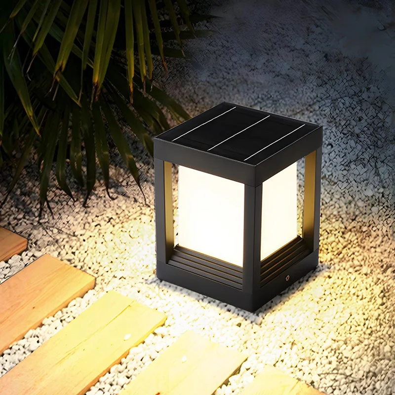 Sokkellamp Solar LED Aluminium Zwart Tuin Paal Buitenlamp Vierkant Minimalistisch Tuinverlichting Oprit Hek Sokkelverlichting Buiten | Sansoti