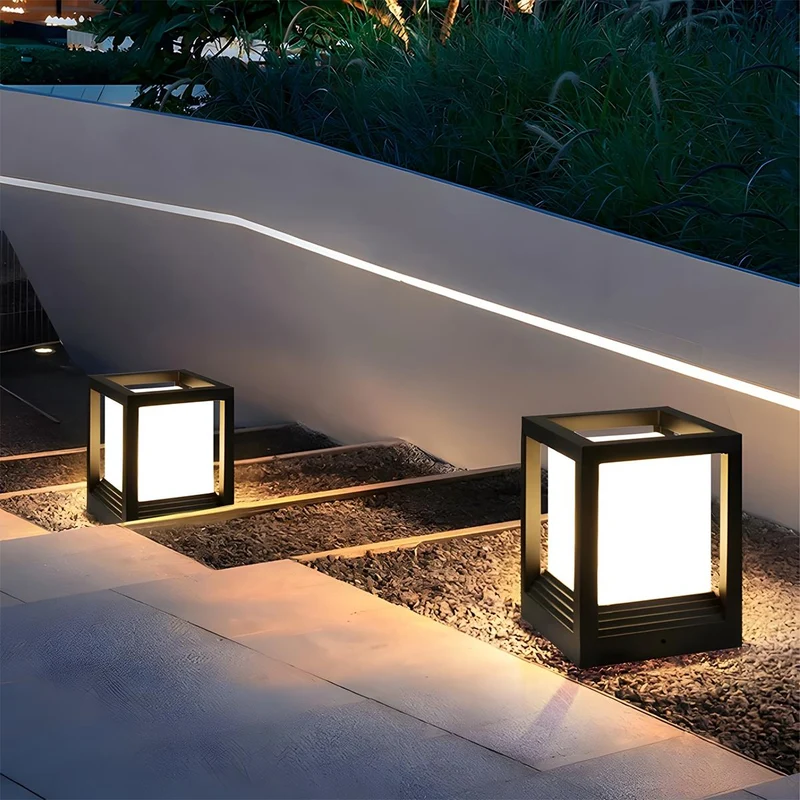 Sokkellamp Solar LED Aluminium Zwart Tuin Paal Buitenlamp Vierkant Minimalistisch Tuinverlichting Oprit Hek Sokkelverlichting Buiten | Sansoti