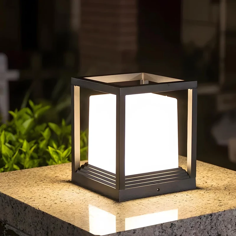 Sokkellamp Solar LED Aluminium Zwart Tuin Paal Buitenlamp Vierkant Minimalistisch Tuinverlichting Oprit Hek Sokkelverlichting Buiten | Sansoti