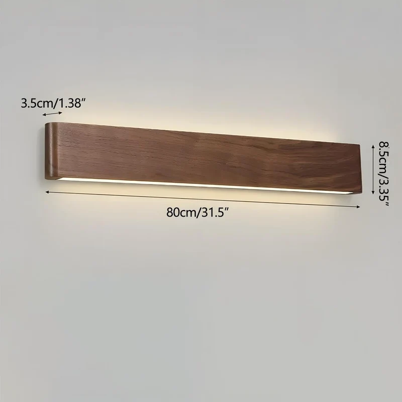 Wandlamp Hout Walnoot LED 6W Binnen Woonkamer Slaapkamer Rechthoek Dimbaar Wandverlichting Japandi Interieur Sfeerverlichting | Sansoti