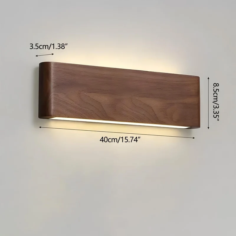 Wandlamp Hout Walnoot LED 6W Binnen Woonkamer Slaapkamer Rechthoek Dimbaar Wandverlichting Japandi Interieur Sfeerverlichting | Sansoti