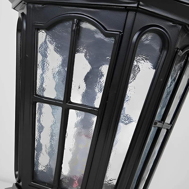 Zonnelamp Paal Buitenlamp Zwart Aluminium Tuin Oprit Sokkel Lantaarn Vintage Solar Tuinverlichting Hekpaal Lamp Buitenverlichting | Sansoti