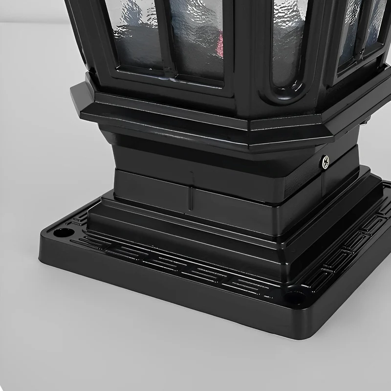Zonnelamp Paal Buitenlamp Zwart Aluminium Tuin Oprit Sokkel Lantaarn Vintage Solar Tuinverlichting Hekpaal Lamp Buitenverlichting | Sansoti
