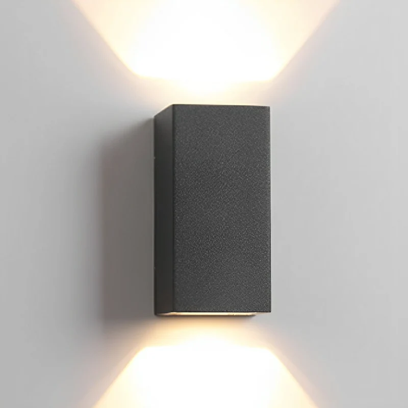 Solar Buitenlamp Up Down LED Aluminium Zwart Tuin Voordeur Veranda IP65 Wandlamp Zonne-energie Boven Onder Verlichting Modern Minimalistisch | Sansoti