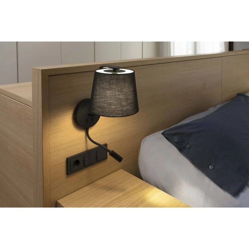 Wandlampe BERNI mit LED-Leselicht Schwarz