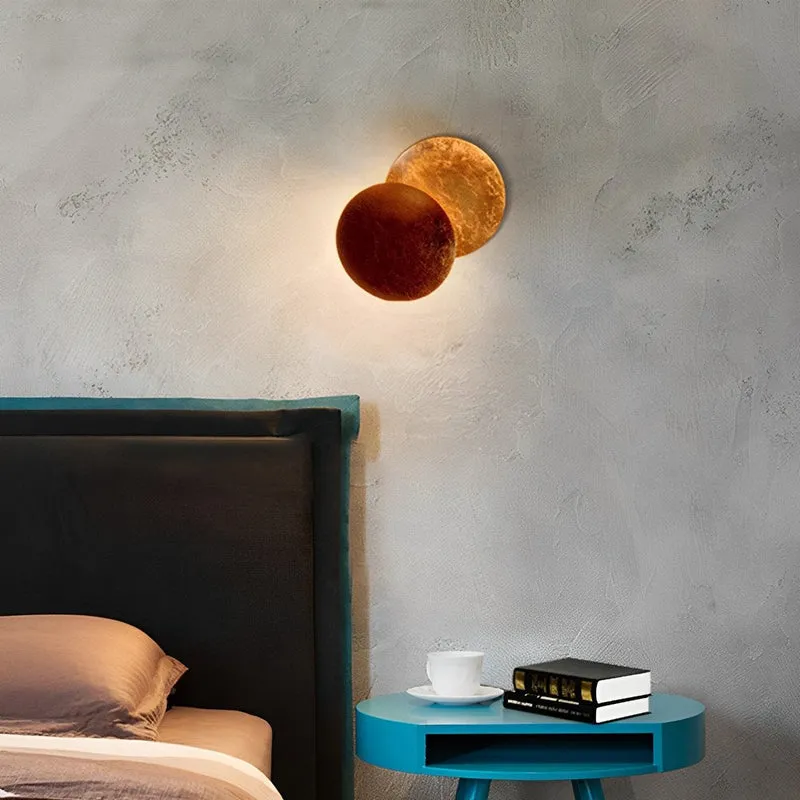 Wandlamp Eclipse Ijzer Koper Goud Woonkamer Slaapkamer Maanlamp Decoratieve Wandverlichting Eclips Sfeerverlichting Hotel Gangpad Artistiek | Sansoti