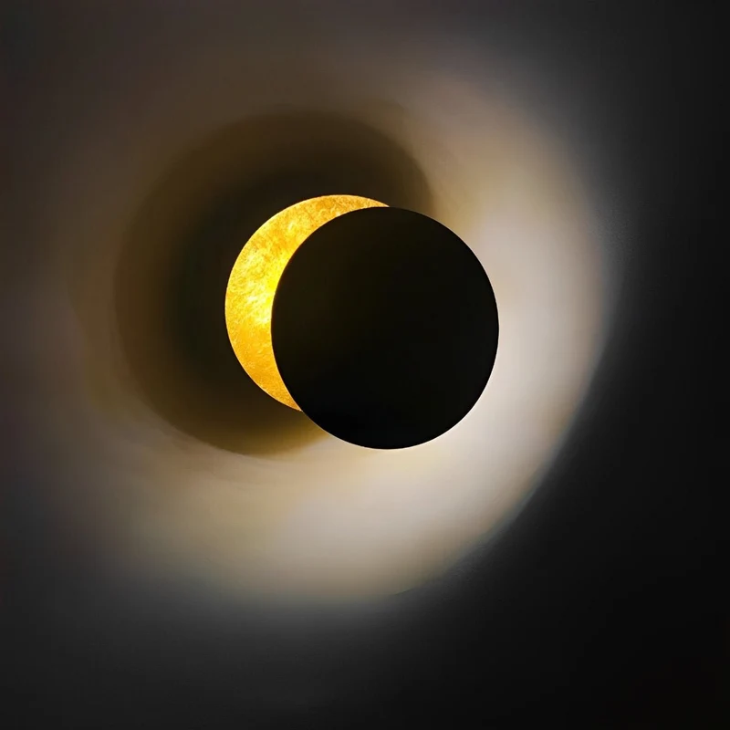 Wandlamp Eclipse Ijzer Koper Goud Woonkamer Slaapkamer Maanlamp Decoratieve Wandverlichting Eclips Sfeerverlichting Hotel Gangpad Artistiek | Sansoti