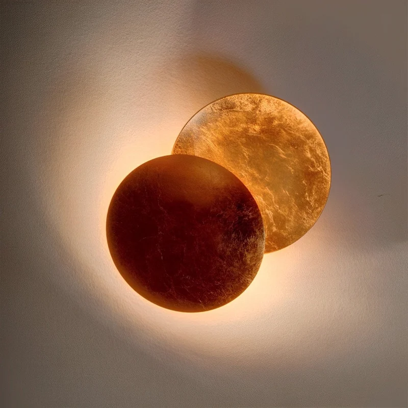 Wandlamp Eclipse Ijzer Koper Goud Woonkamer Slaapkamer Maanlamp Decoratieve Wandverlichting Eclips Sfeerverlichting Hotel Gangpad Artistiek | Sansoti