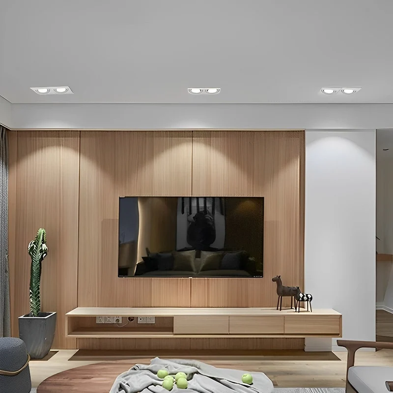 Inbouwspot Dubbel LED Aluminium Wit 24W Plafond Woonkamer Keuken Winkel Verstelbaar Downlight Inbouw Armatuur Modern | Sansoti