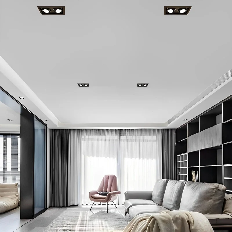 Inbouwspot Dubbel LED Aluminium Wit 24W Plafond Woonkamer Keuken Winkel Verstelbaar Downlight Inbouw Armatuur Modern | Sansoti