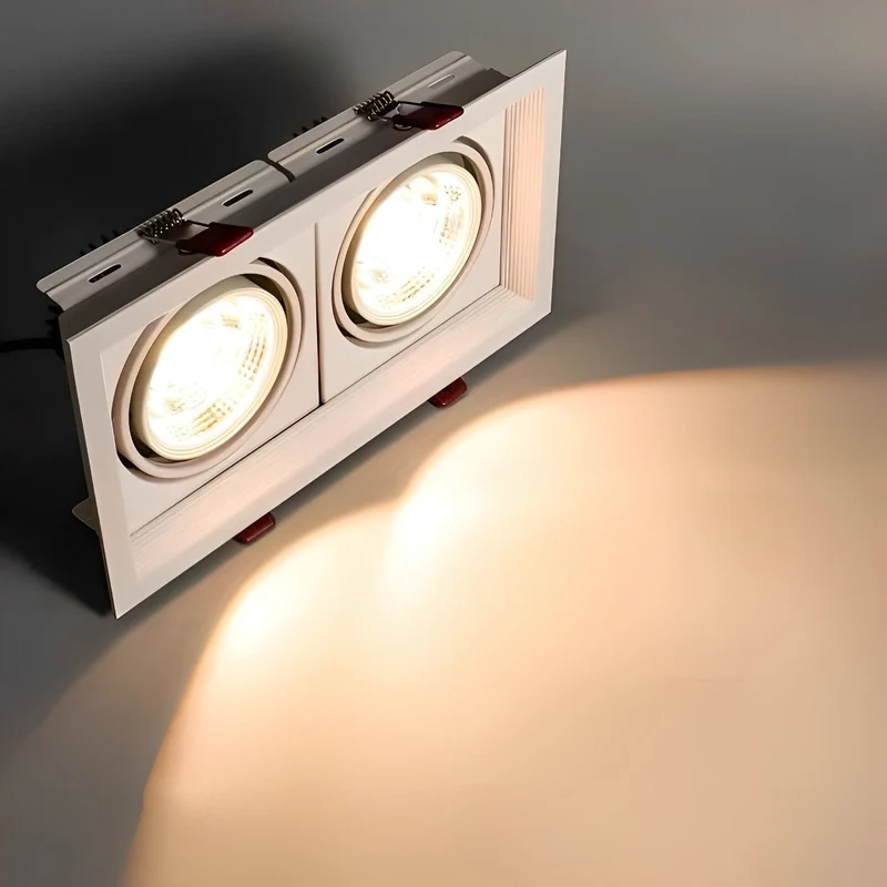 Inbouwspot Dubbel LED Aluminium Wit 24W Plafond Woonkamer Keuken Winkel Verstelbaar Downlight Inbouw Armatuur Modern | Sansoti
