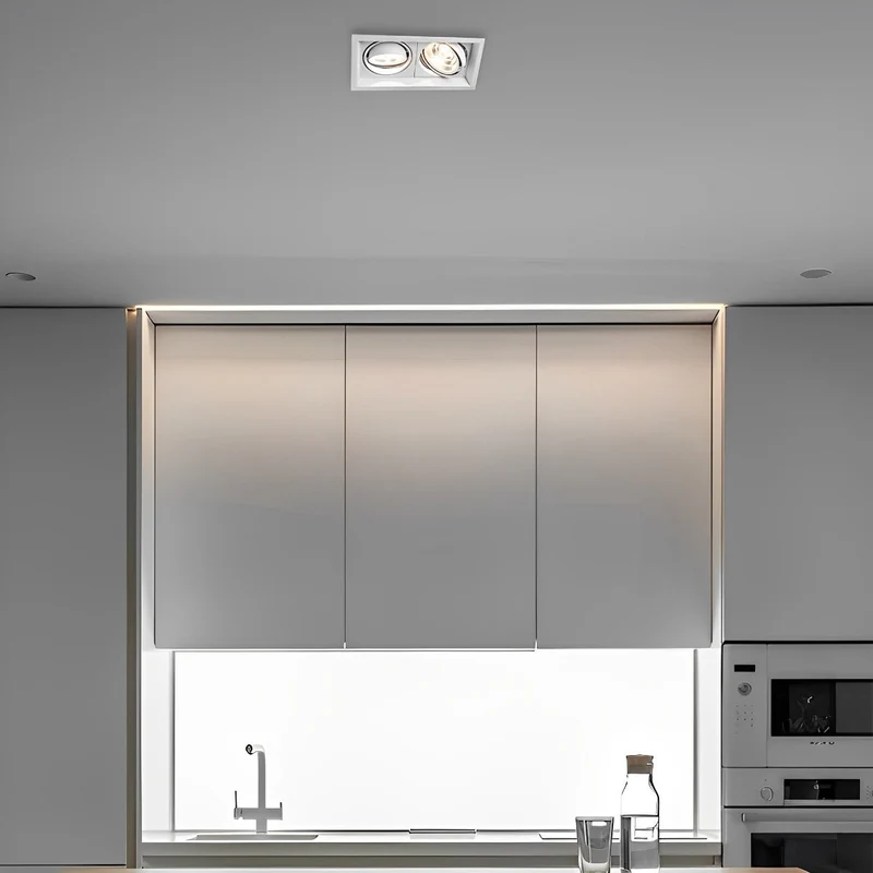 Inbouwspot Dubbel LED Aluminium Wit 24W Plafond Woonkamer Keuken Winkel Verstelbaar Downlight Inbouw Armatuur Modern | Sansoti