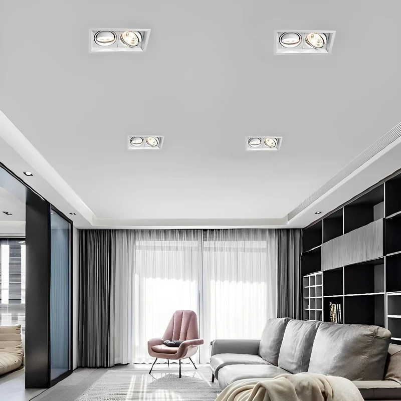 Inbouwspot Dubbel LED Aluminium Wit 24W Plafond Woonkamer Keuken Winkel Verstelbaar Downlight Inbouw Armatuur Modern | Sansoti
