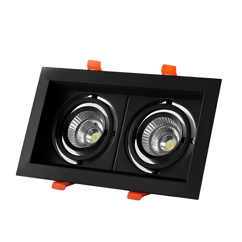 Inbouwspot Dubbel LED Aluminium Wit 24W Plafond Woonkamer Keuken Winkel Verstelbaar Downlight Inbouw Armatuur Modern | Sansoti